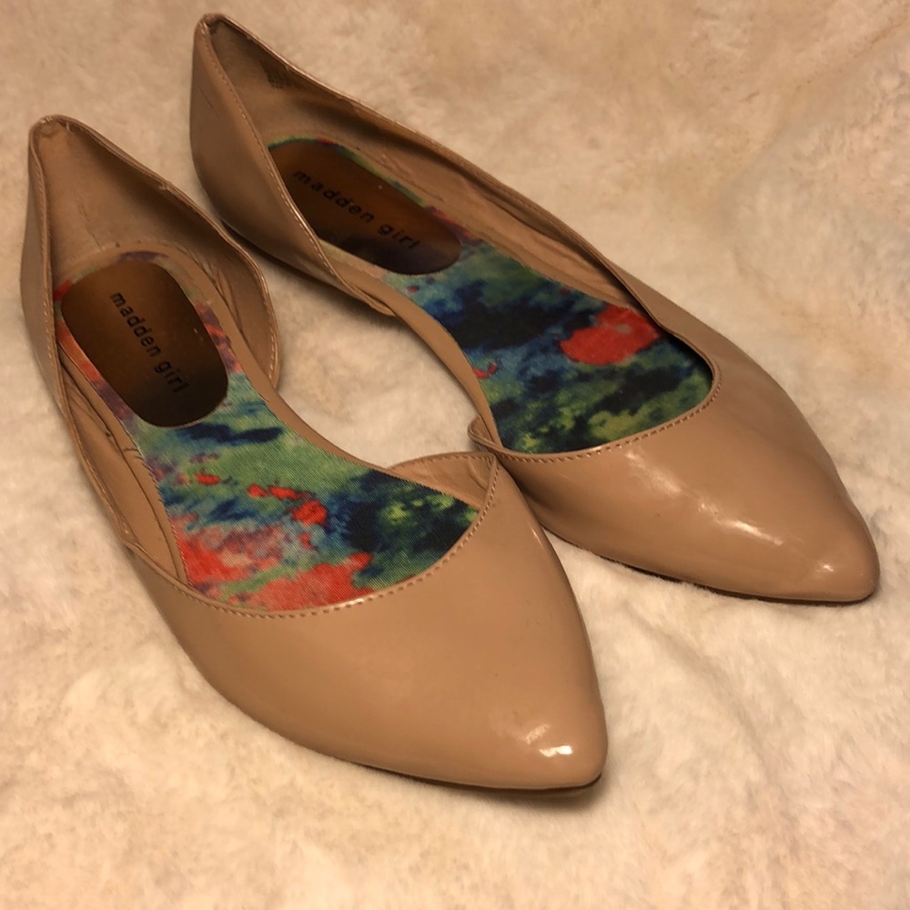 Nude Patent Leather Flats - Size 8